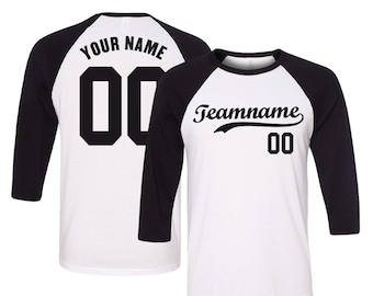 Custom Baseball Raglan Shirt Front-Back Print, Personalized Raglan Baseball Team Shirt, Three-Quarter Sleeve Baseball Tee, Baseball Gifts