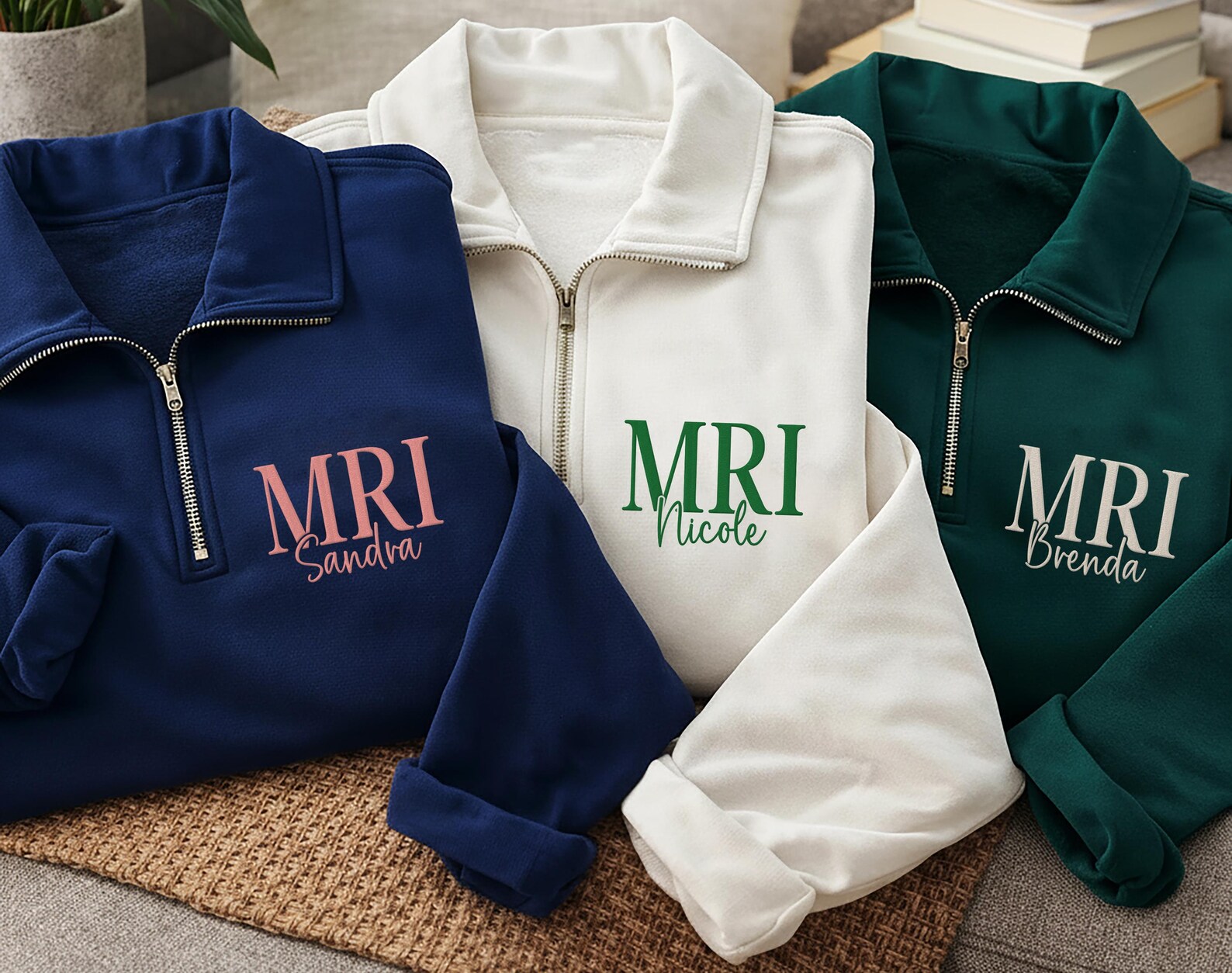 Mri Merch MRI Tech Embroidered Quarter Zip Sweatshirt, Personalized MRI ...