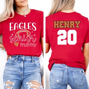 Football Shirt, Senior Football Mom T-Shirt, Football Shirts Tee, Custom Football Mom Shirt, Unisex Game Day Football Shirt, Front Back