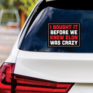 I Bought This Before we Knew Elon was Crazy Vinyl Sticker, Resist Hate, Anti-Trump, Resist Racism, Resist Fascism Bumper Sticker, 6&quot; x 4.5&quot;