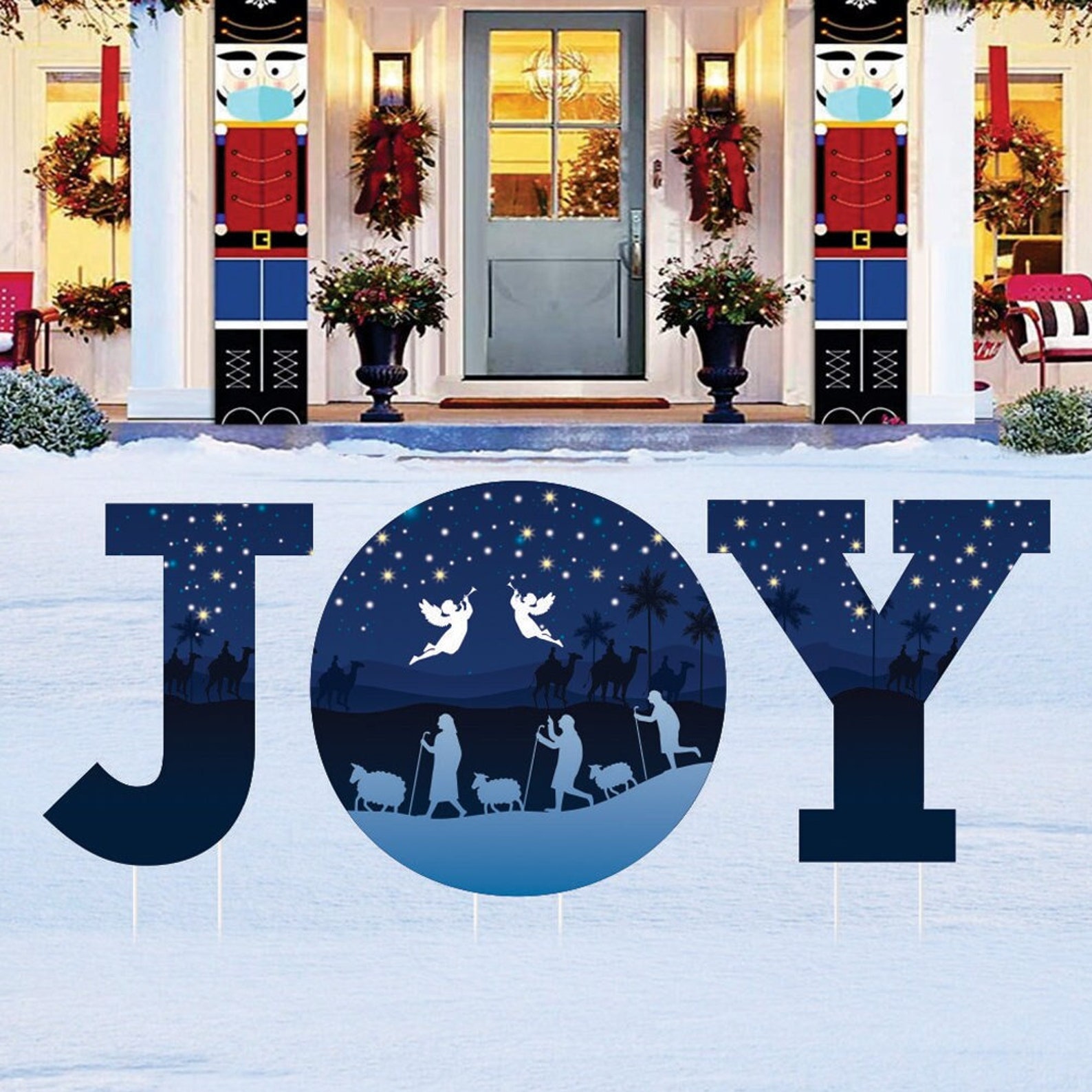 Holy Nativity JOY Yard Sign Letters Merry Christmas Yard Etsy