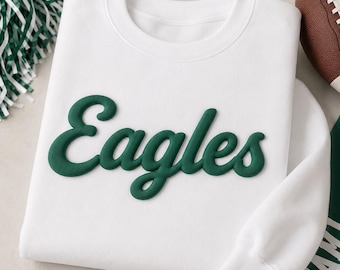 Sweat-shirt mascotte imprimé bouffant personnalisé, chemise personnalisée avec nom d'équipe, sweat à capuche 3D esprit d'école en relief, t-shirt sport pour le jour du match, cadeau pour maman de l'équipe