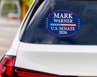 Mark Warner For Virginia Senate 2026 Vinyl Sticker, Vote Mark Warner Decal, Virginia Senate Elections 2026 Bumper Sticker, 6" x 4.5"