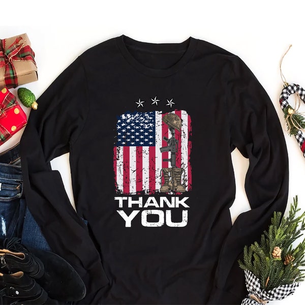 4th of July Long Sleeve T-Shirt, Patriotic Veteran Soldier Boots Unisex Long Sleeve Shirt, Independence Day Shirt, Memorial Day Shirt