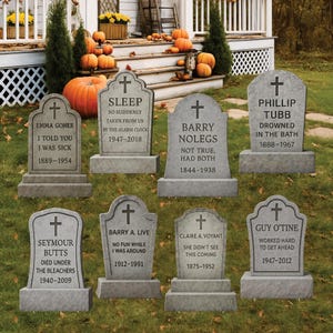 Vintage Halloween Tombstone Yard Signs with Stakes, Scary Graveyard Outdoor Decorations, Waterproof Cemetery Décor for Lawn or Party