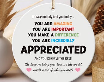 You Are Incredibly Appreciated Ornament, Affirmations Ceramic Keepsake, In Case No One Told You Today, Office Appreciation Thank You Gift