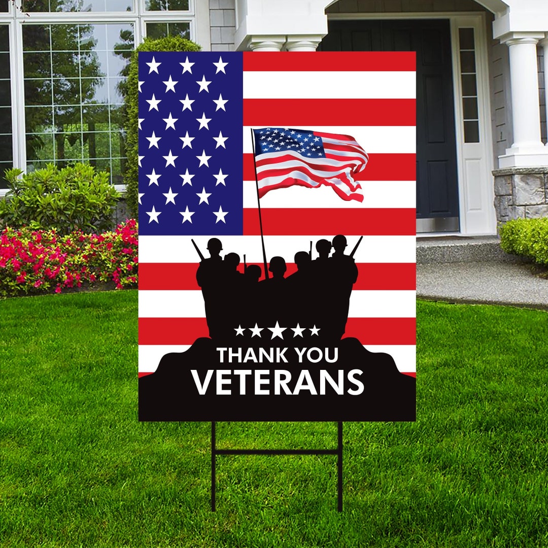 Veterans Day Yard Sign Decoration Coroplast Happy Veterans - Etsy