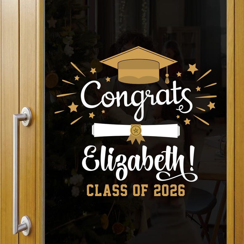 Graduation Window Display Graduation Static Window Cling Vinyl Sticker - Personalized Window ...
