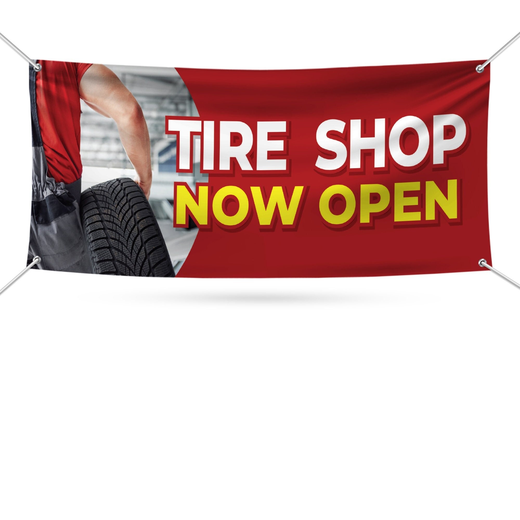 Tire Shop Now Open Banner Sign 13 Oz Heavy Duty Waterproof Etsy