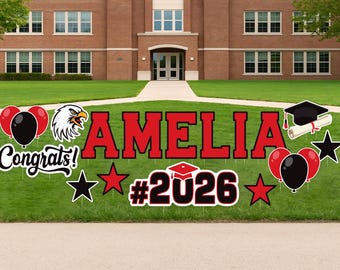 Personalized Graduation Yard Sign Letters 17", Custom Graduation Yard Cutouts Congratulations Grad 2026 Yard Décor With Metal Stakes