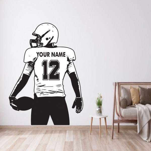 Personalized Football Name Wall Decal - Custom Name American Football Sports Wall Sticker - Vinyl Decal Personalized Name