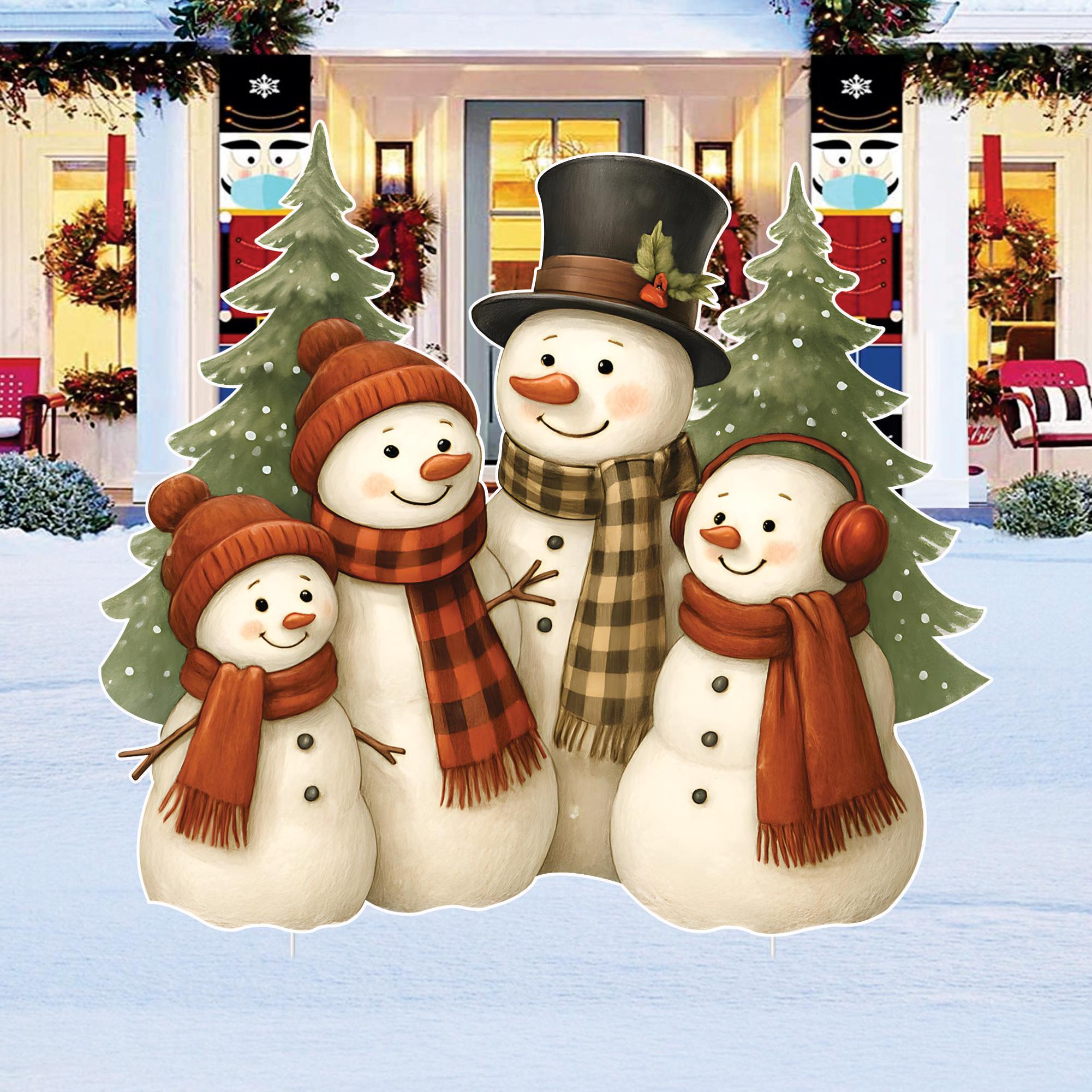 32 Christmas Yard Decor Ideas for a Festive Lawn 19 Snowman Family Yard Sign with Stakes, Christmas Outdoor Winter Lawn…