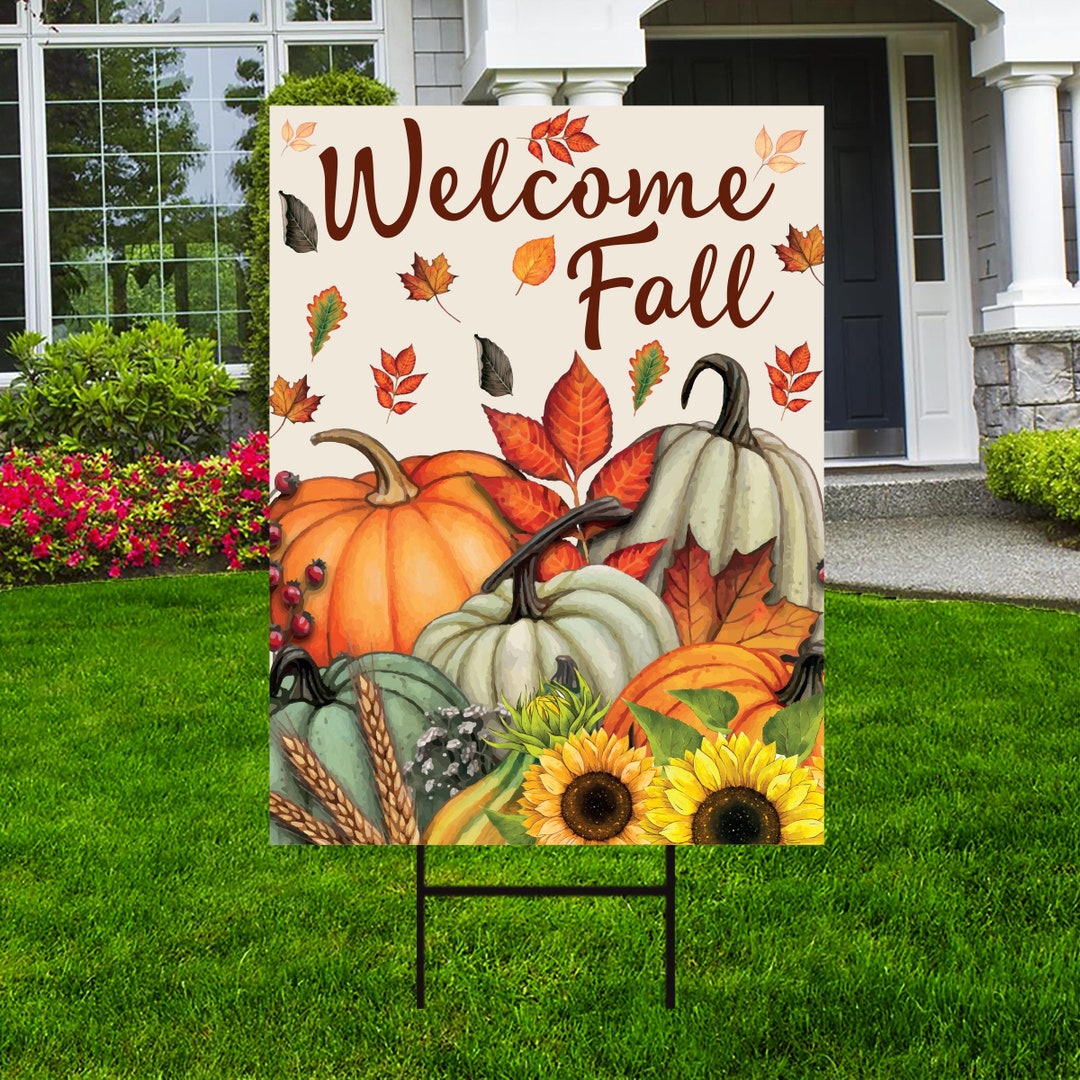 Fall Yard Sign Harvest Fall Autumn Decor Pumpkins Etsy