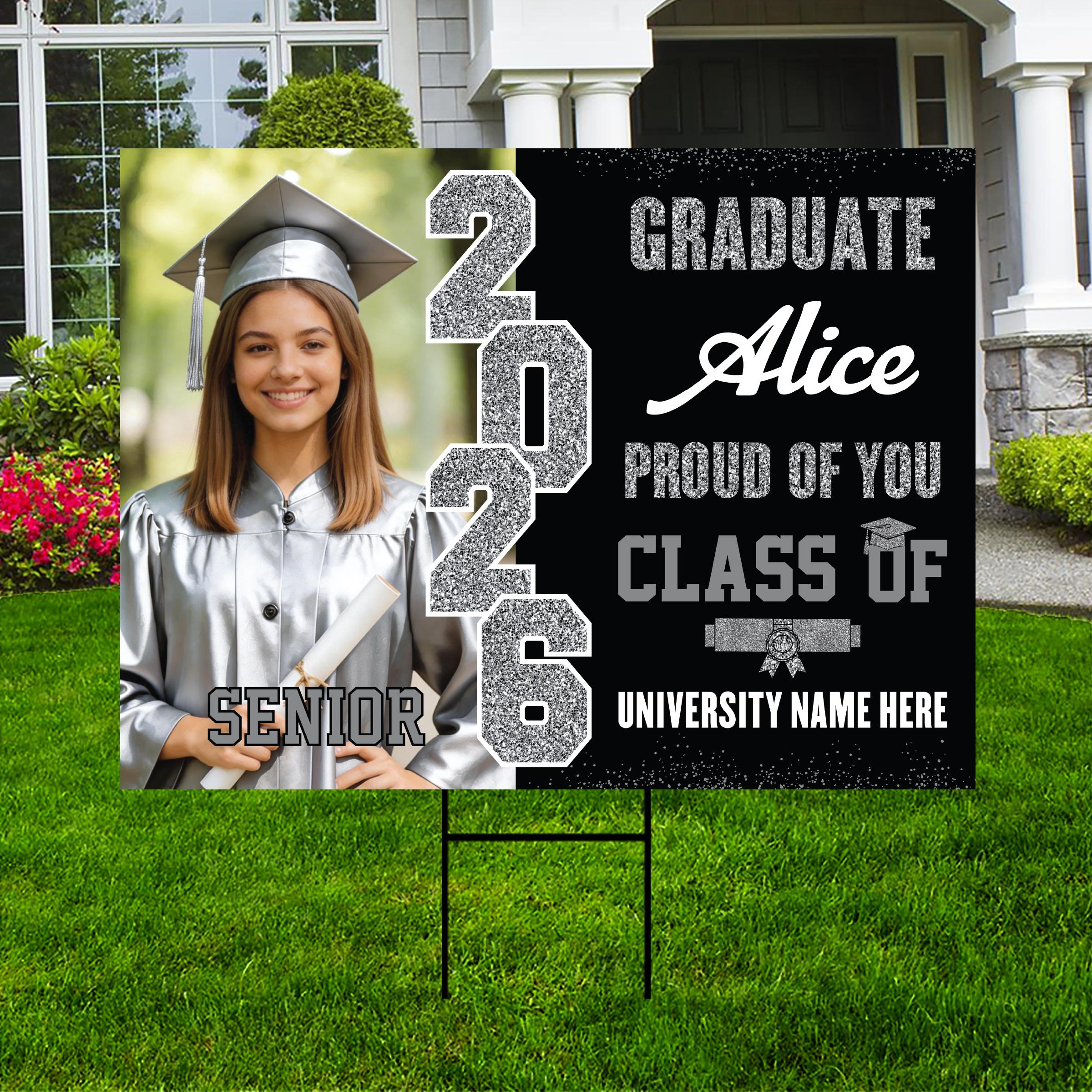 Personalized Graduation Yard Sign With Photo Class of 2026, Custom ...