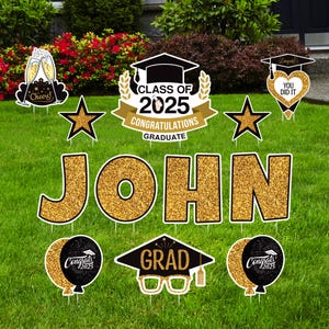 Personalized Graduation Yard Sign Letters 16&quot;, Custom Graduation Yard Cutouts Congratulations Grad 2025 Yard Décor With Metal Stakes