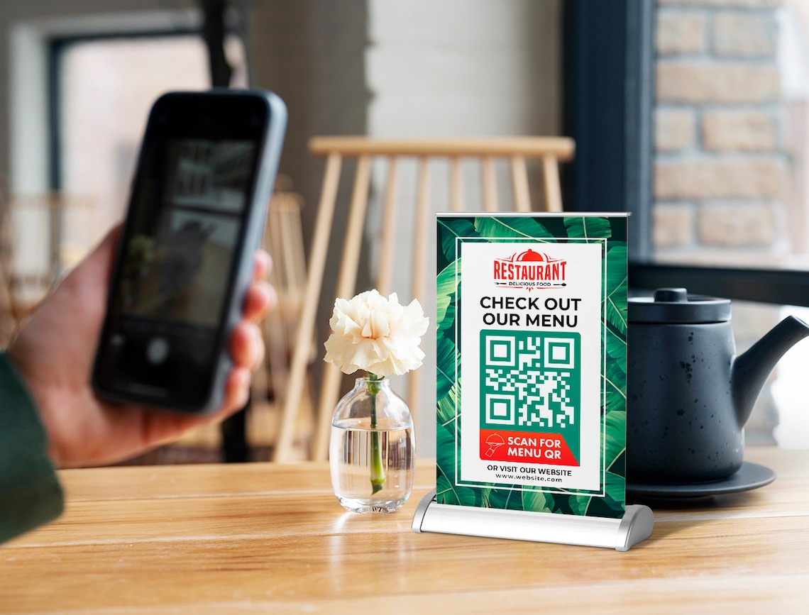 Custom QR Code Table Top Banner Stand 11.5x17.5 - Etsy