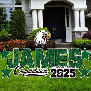 Personalized Graduation Yard Sign Letters 18&quot;, Custom Graduation Yard Cutouts Congratulations Grad 2025 Yard Décor With Metal Stakes