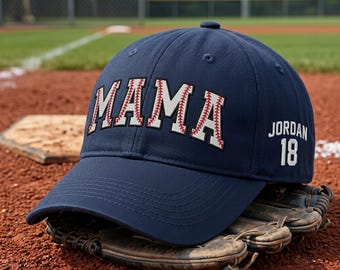Personalized Baseball Mama Embroidered Hat, Custom Name Number Cap, Low Profile Dad Hat, Game Day Sports Mom Gift, Family Matching Gift