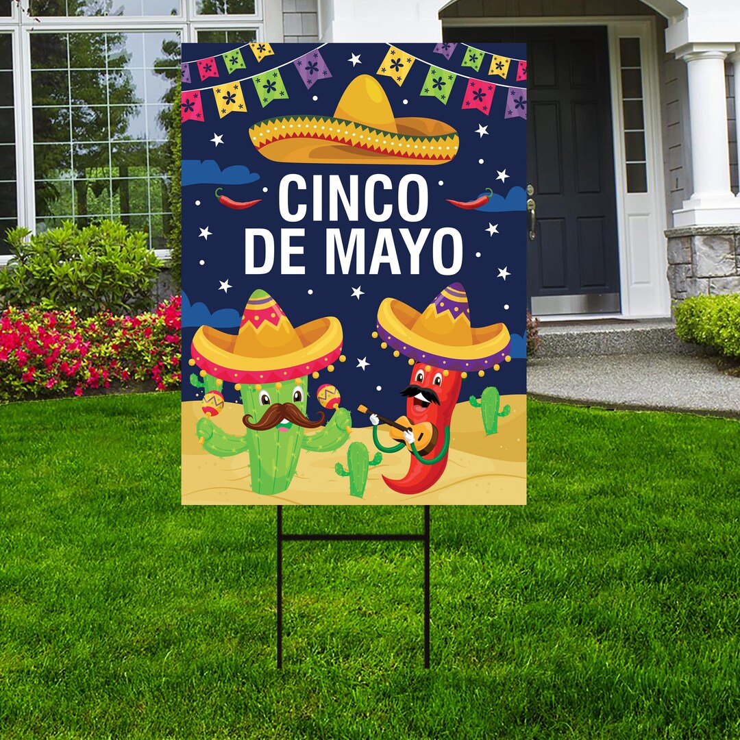 Cinco De Mayo Yard Sign Mexican Fiesta 5 De Mayo Lawn Sign Decoration