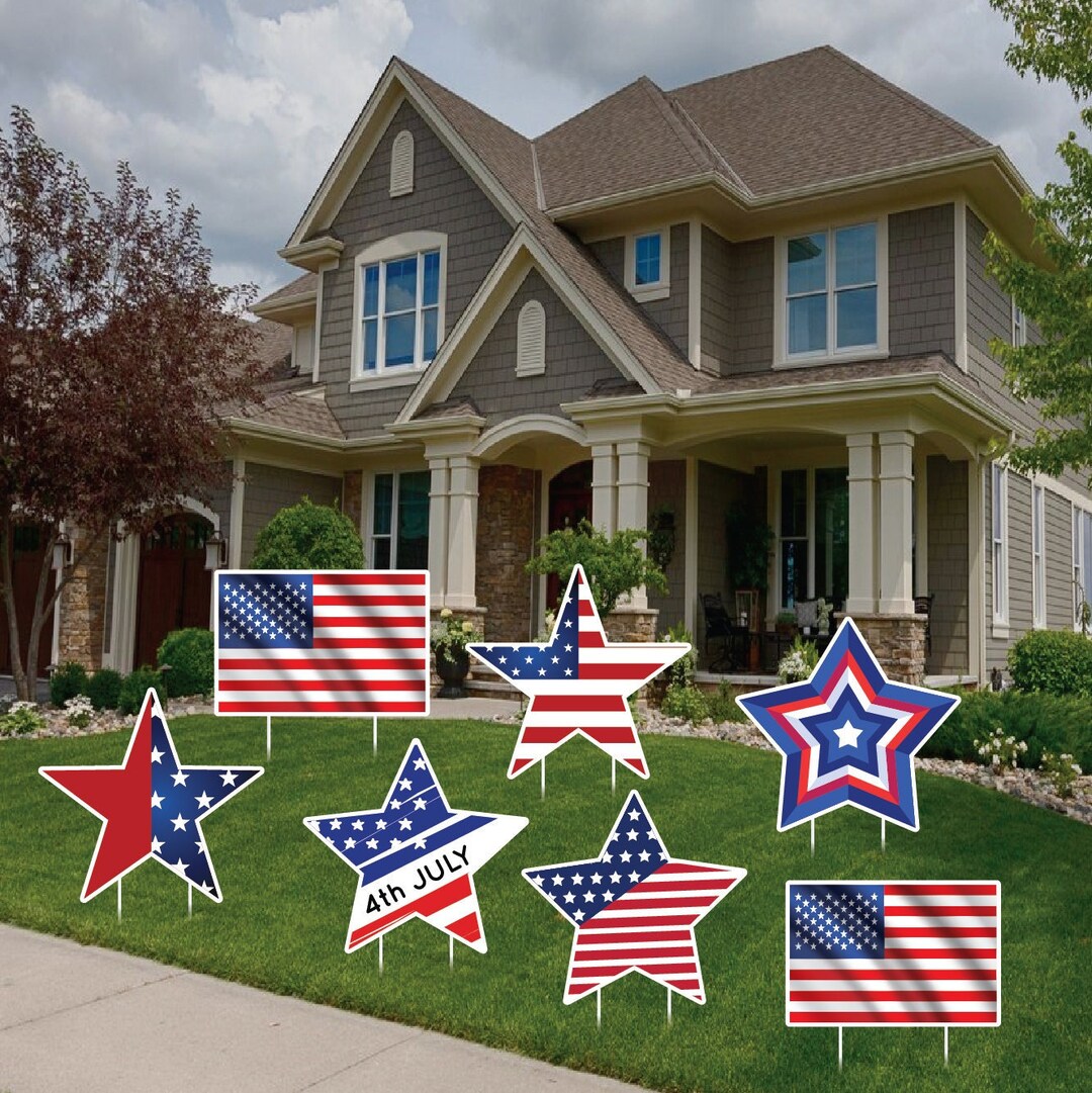 4th of July Yard Sign Cutouts Patriotic Stars Memorial Day Independence Day Yard Decorations
