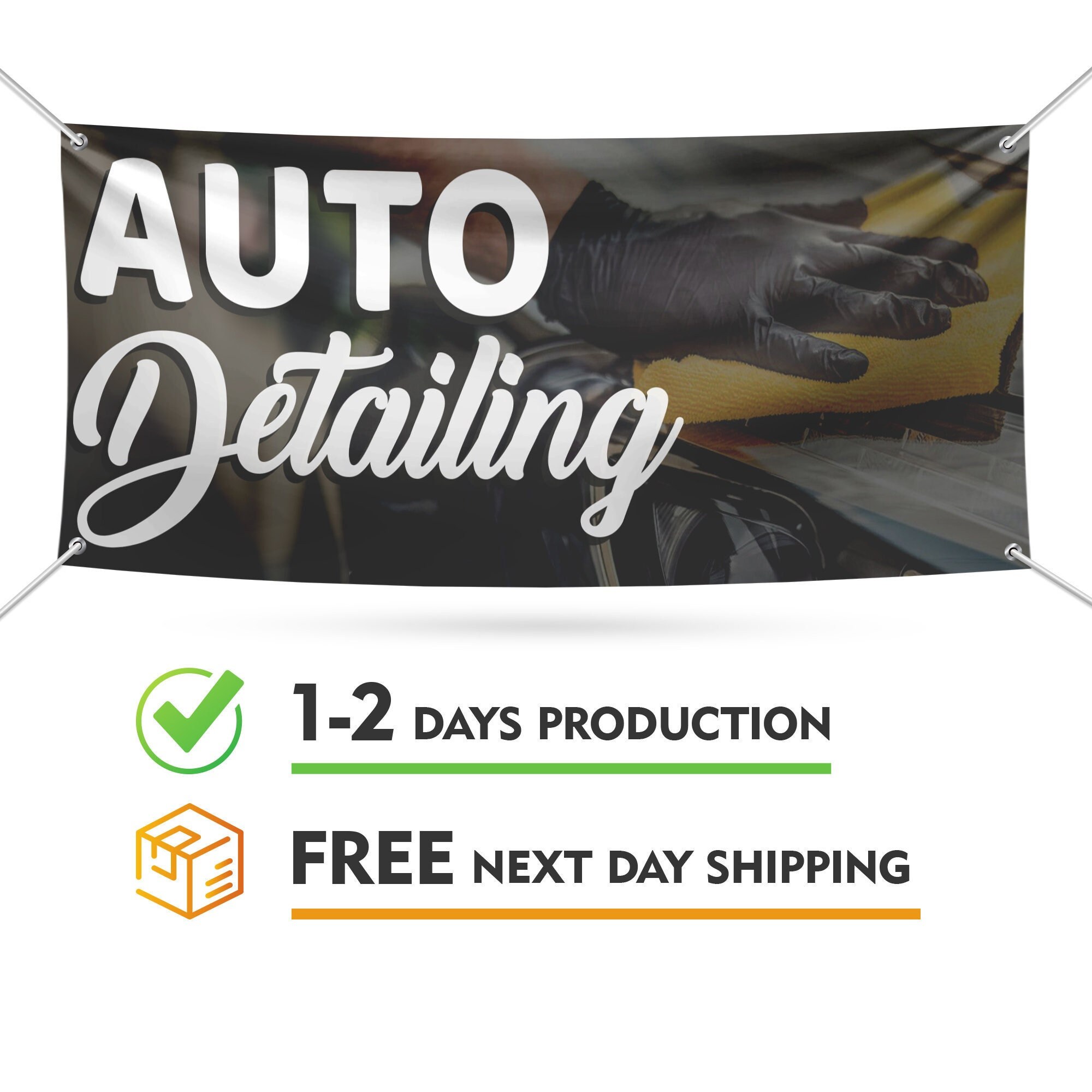 Auto Detailing Banner Sign 13 Oz Heavy Duty Waterproof Auto Etsy