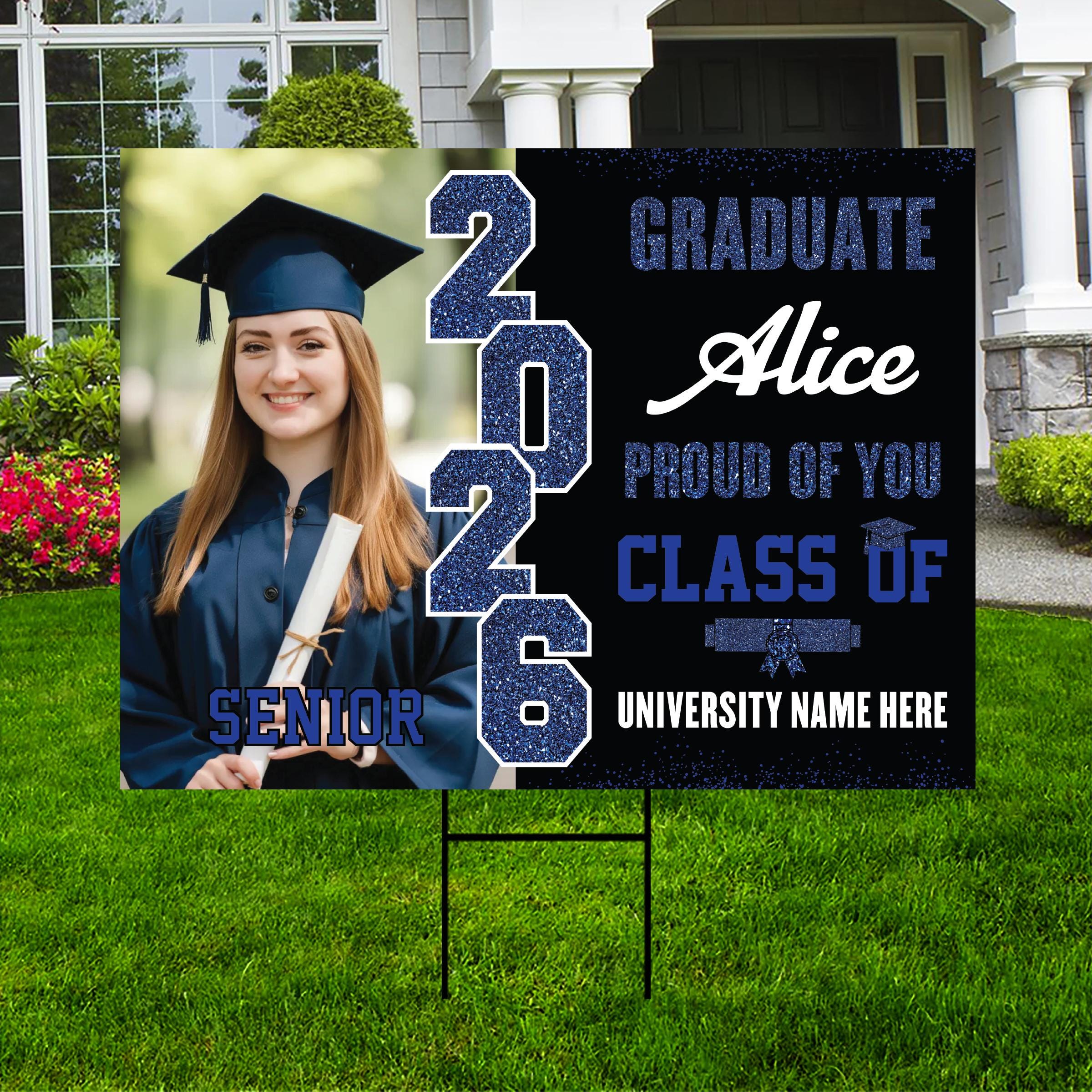 Personalized Graduation Yard Sign With Photo Class of 2026, Custom ...
