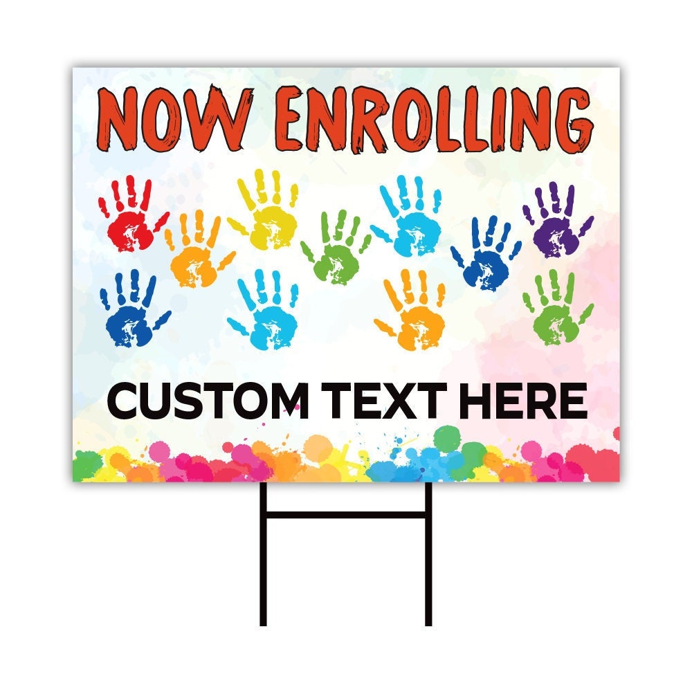 Custom Now Enrolling Yard Sign - Coroplast Weatherproof Class Enrollment Registration, Now Enrolling Yard Sign with Metal H-Stake