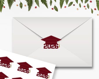 Personalized Graduation 2026 Hat Stickers, Custom Grad Cap 2026 Stickers, 2026 Graduation Labels, Grad Party Envelope Seals, Gift Stickers
