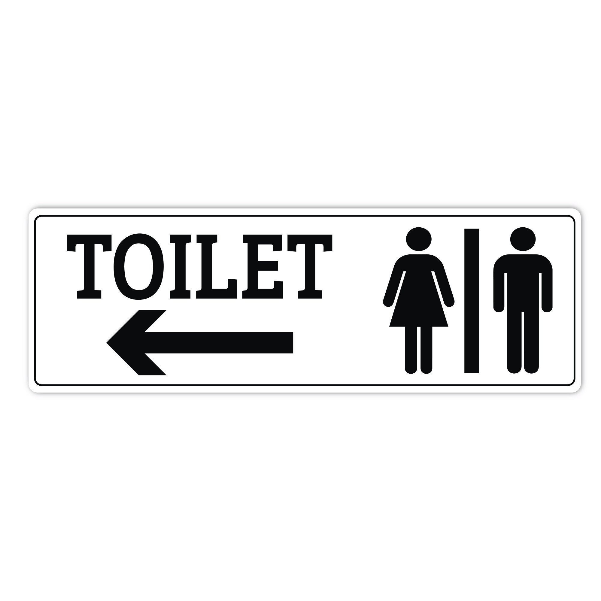 Toilet Sign With Arrow for Door or Wall 9 X 3 Easy to Mount