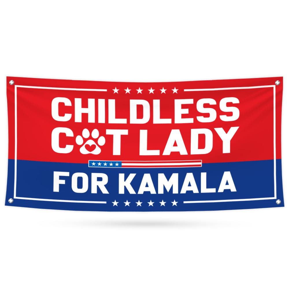 Discover Kamala Harris 2024 Banner, Harris For President 2024, Childless Cat Ladies Election Banner BA94