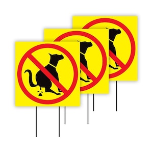 Lot de 3 panneaux de cour sans zone de déjections canines – Texte visible en coroplast, longue durée, sans rouille, panneau de protection contre l'herbe avec piquets
