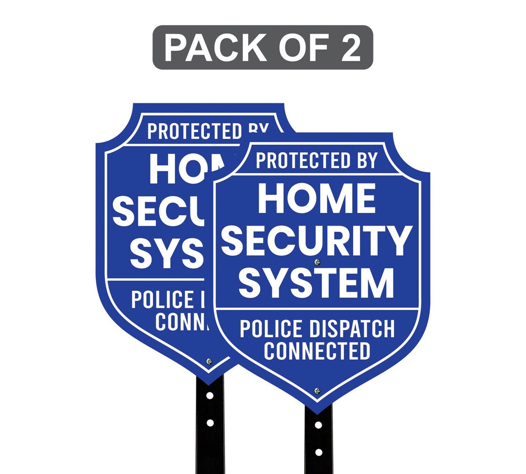 2 Pack Protected by Home Security System Yard Sign With 16