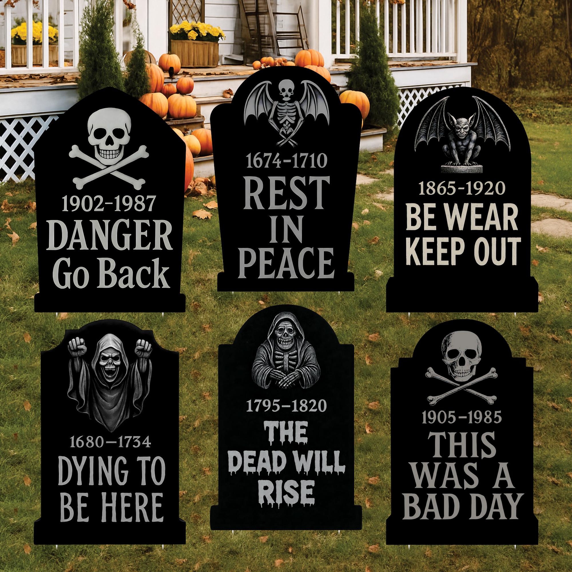Mini Cemetary Rip Sign RIP Halloween Tombstone Yard Signs, Outdoor Cemetery Gravestone ...