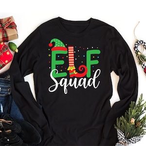 Christmas Elf Squad Long Sleeve T-Shirt, Christmas Elf Unisex Long Sleeve Shirt, Christmas Matching Shirt For Kids, Elf Squad Family Shirt