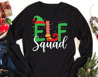 Christmas Elf Squad Long Sleeve T-Shirt, Christmas Elf Unisex Long Sleeve Shirt, Christmas Matching Shirt For Kids, Elf Squad Family Shirt