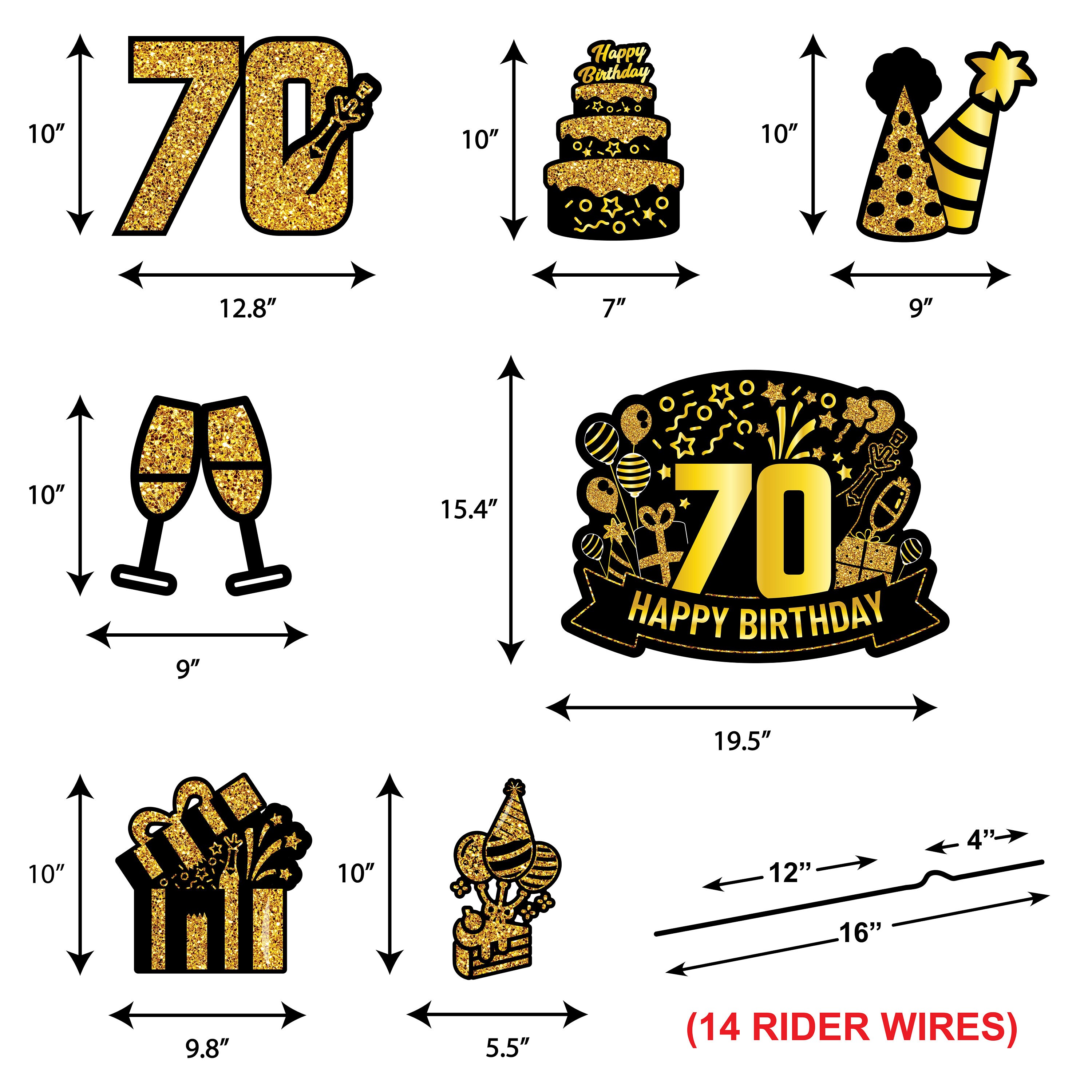 Custom 70th Birthday Yard Sign Decorations - Coroplast Golden Black ...