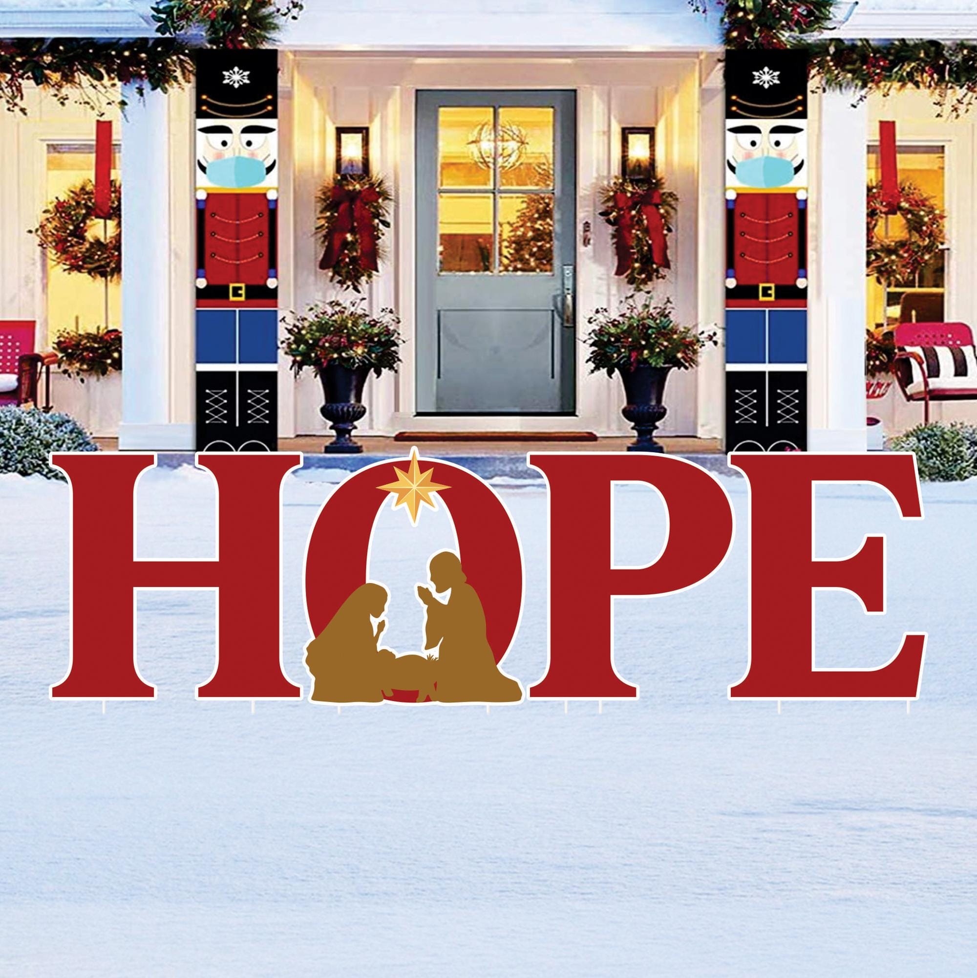 27 Christmas Yard Decorations for a Winter Wonderland Look 14 HOPE Christmas Yard Sign with Nativity Scene, Outdoor Religious…