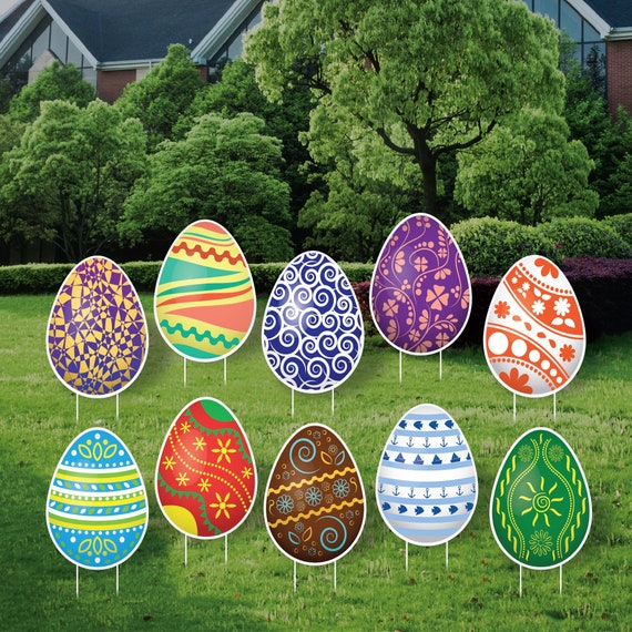 Buy Easter Yard Sign Decorations Coroplast Easter Eggs Lawn