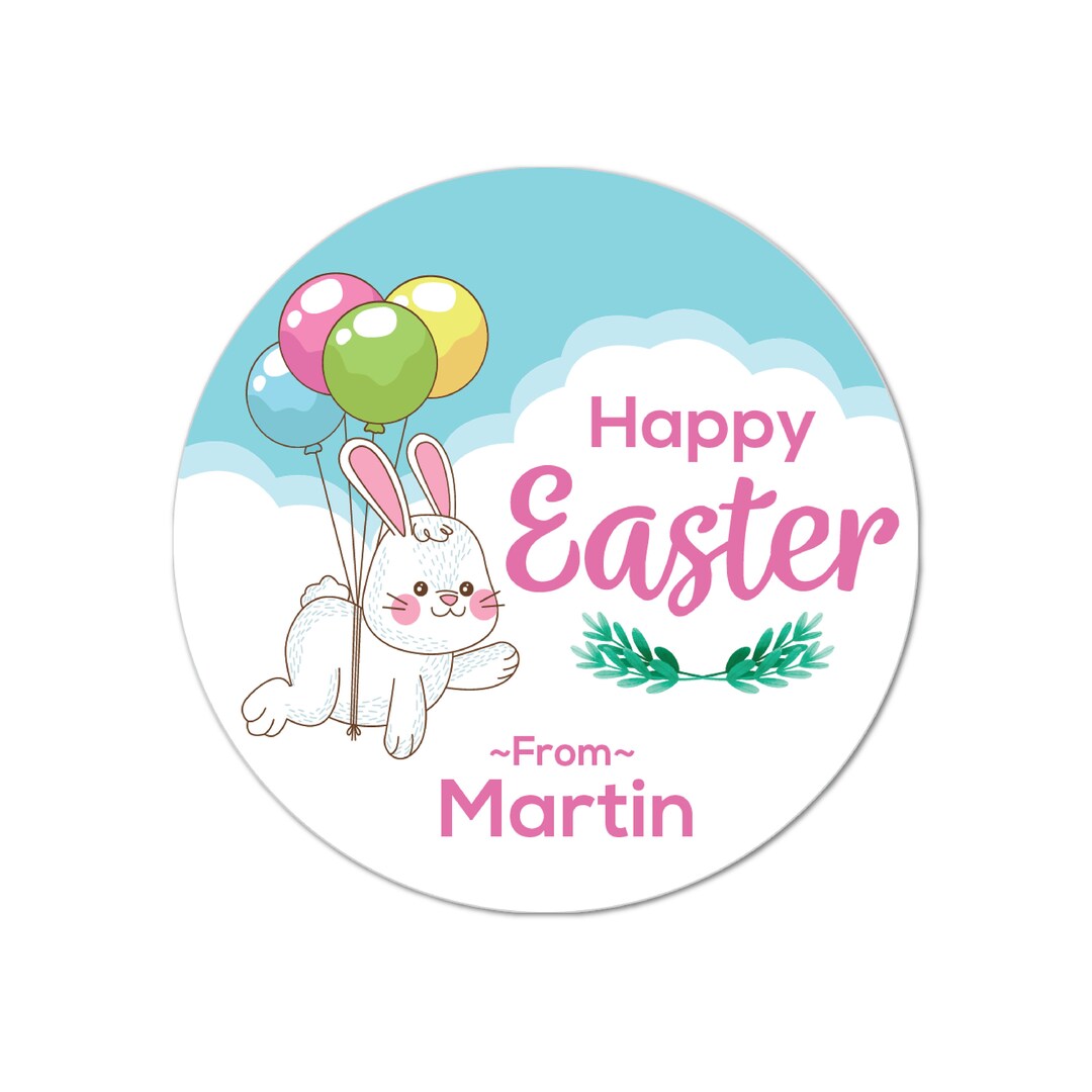 Personalized Easter Stickers, Custom Easter Bunny Stickers, Bunny With