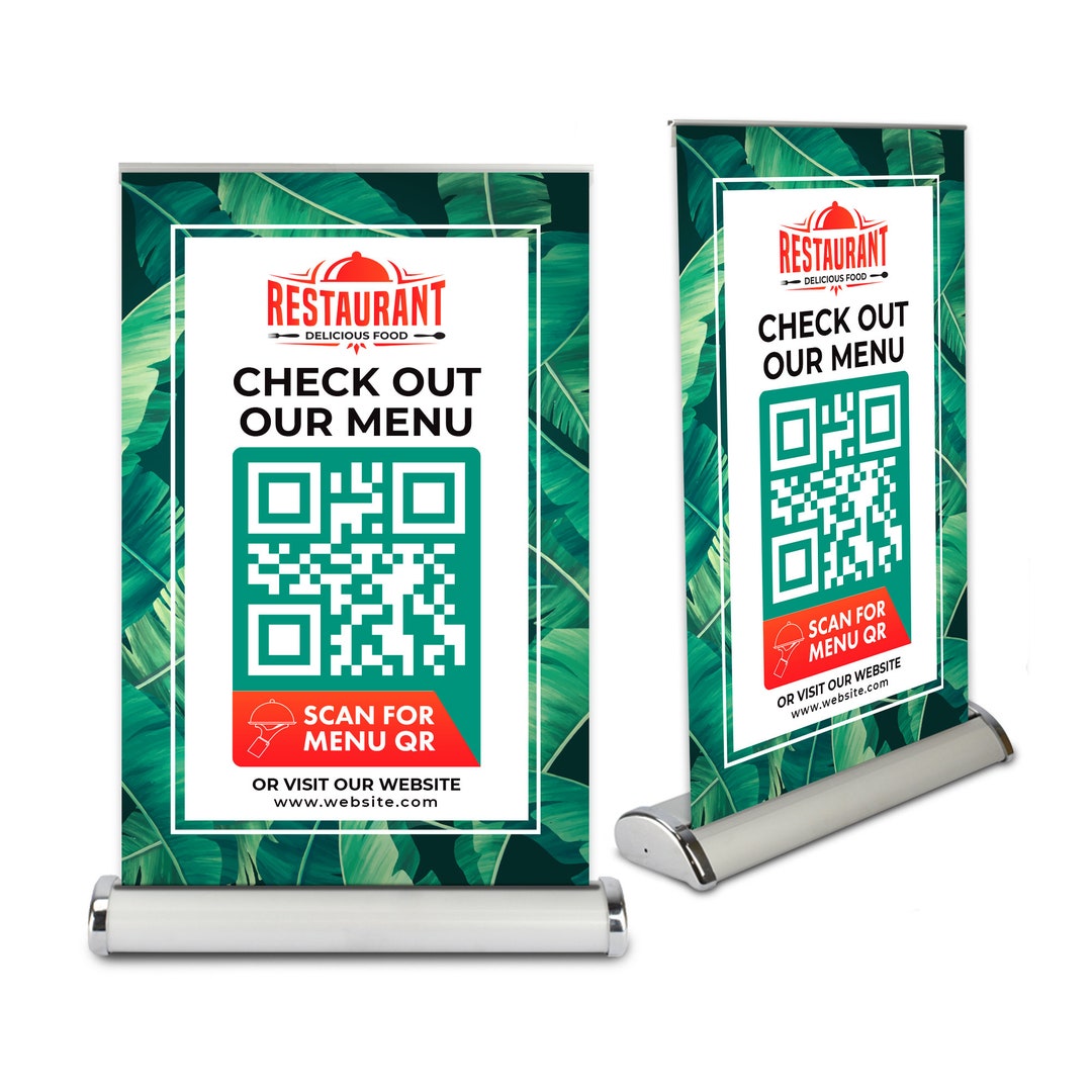 Custom QR Code Table Top Banner Stand 11.5x17.5 Roll up Banner Stand