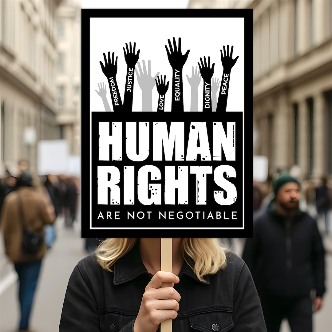 Human Rights Are Not Negotiable Protest Sign, Anti-trump Resistance ...