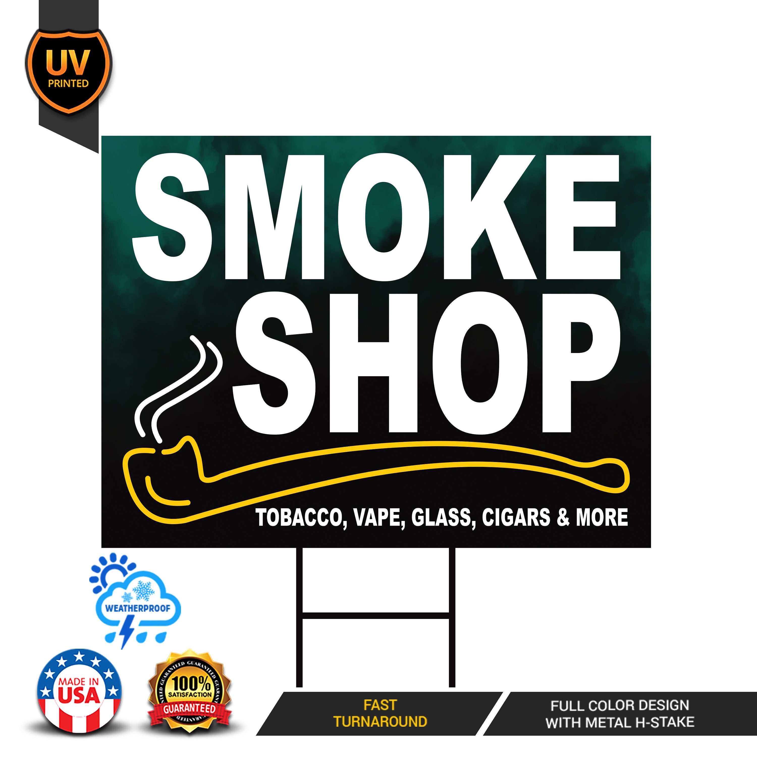 Smoke Shop Yard Sign - Coroplast Long Lasting Rust Free Smoke Shop