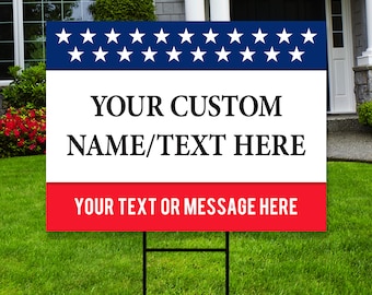 Personalized Election 2025 Yard Sign, Coroplast Custom Political Sign, Patriotic Vote Yard Sign with Metal H-Stake