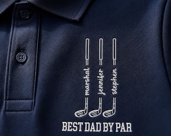 Best Dad By Par Embroidered Polo Shirt, Personalized Golf Dad Grandpa Polo, Fathers Day Golf Gift, Custom Golf Player Dad Shirt