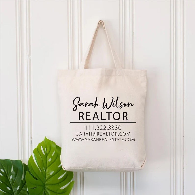 Custom Realtor Tote Bag, Personalized Business Tote Bag, Custom Real Estate Agent Gift, Tote Bag With Logo, Promotional Tote Bag, Reusable image 3