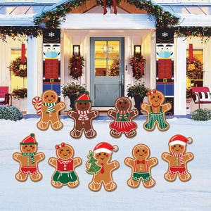 Christmas Gingerbread Man Yard Signs with Metal Stakes, Holiday Lawn Decorations, Outdoor Patio Garden Walkway Xmas Party Décor