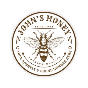 Personalized Honey Stickers, Custom Honey Product Stickers, Business Honey Labels for Mason, Round Honey Bee Favors, Honey Lid Stickers