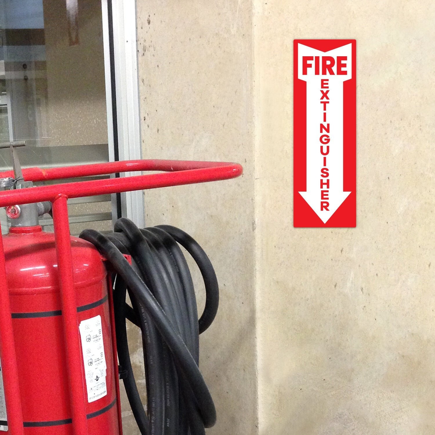 Fire Extinguisher Sign for Wall, Easy to Mount Plastic Sign, Self