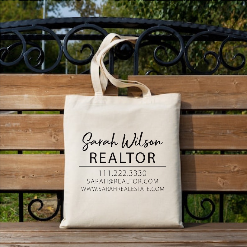 Custom Realtor Tote Bag, Personalized Business Tote Bag, Custom Real Estate Agent Gift, Tote Bag With Logo, Promotional Tote Bag, Reusable image 8