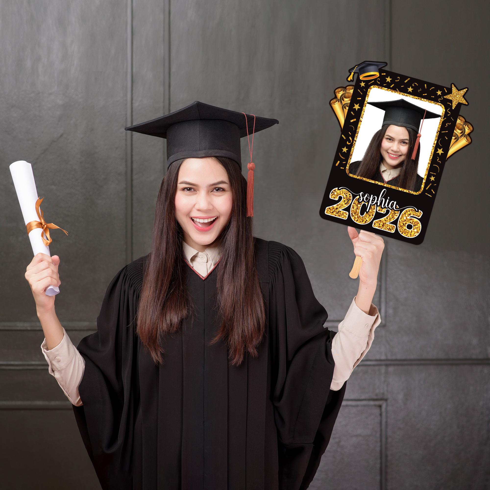 Grad Face Sticks Custom Face Fans With Wooden Handle, Graduation Head, Grad Face Fans ...